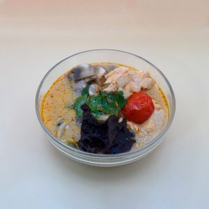 Thai fish broth with shrimp, salmon and chicken